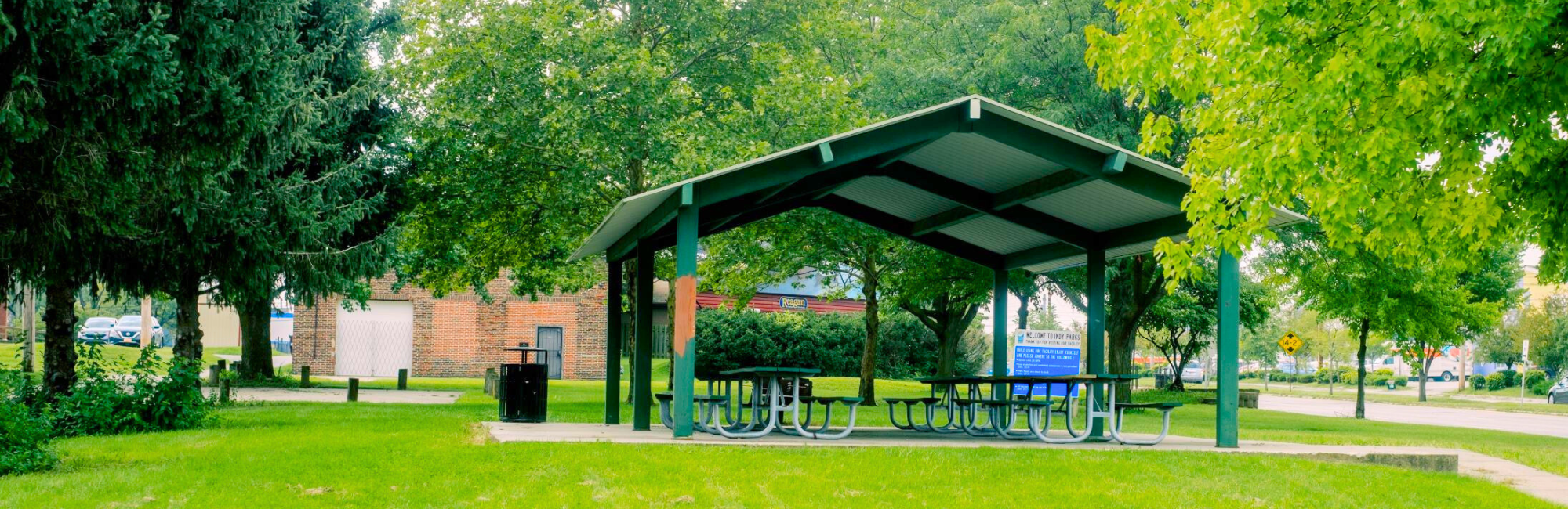 Park with a picnic shelter
